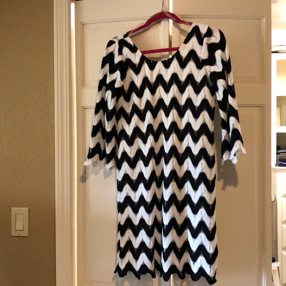 3/4 Sleeve Chevron Dress